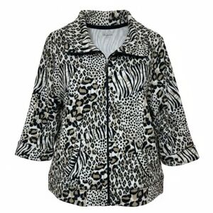 Kim Rogers Full Zip Lightweight Jacket Animal Print Women's Size Large